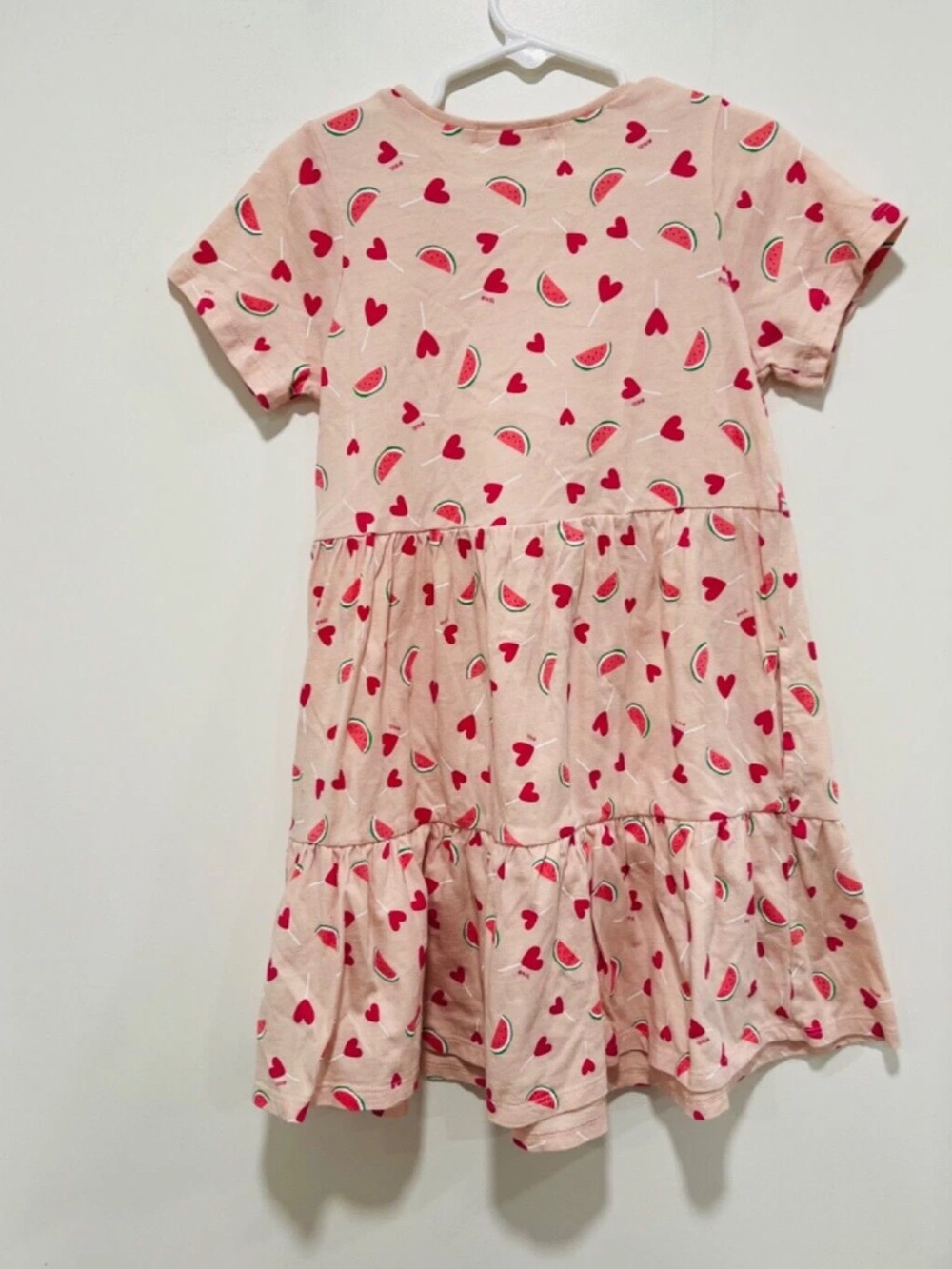 Sonia Rykiel Pink Tiered Dress with Watermelon & Heart Print